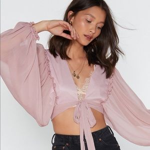 Nasty Gal | Balloon Sleeve Tie Front Top